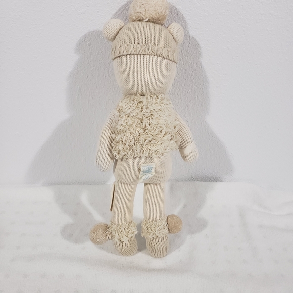 CUDDLE + KIND Handmade Cream Stella The Polar Bear Hand Knit Cotton Stuffy 16" - Picture 2 of 11